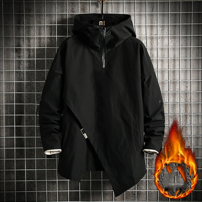 Новая зимняя мужская парка с косой планкой повседневная куртка капюшоном