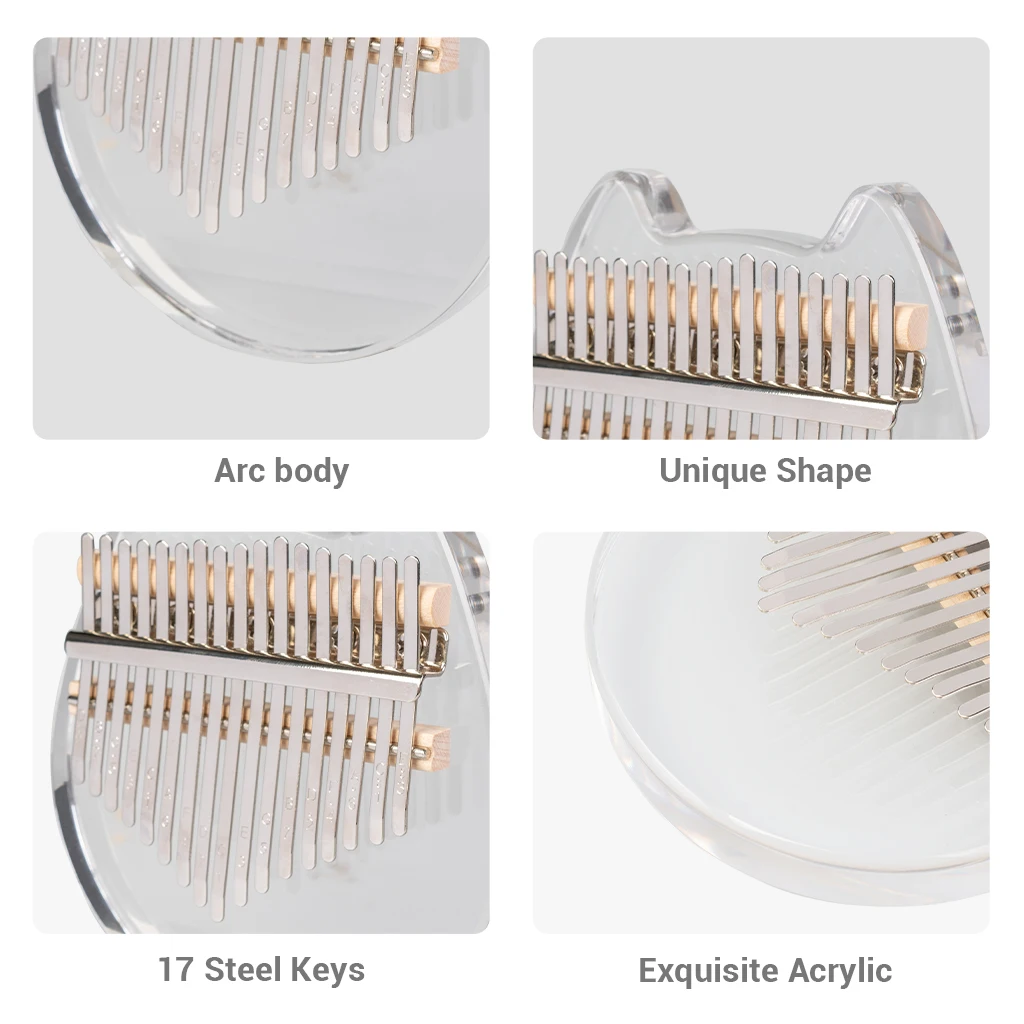 Kalimba акриловое 17-клавишное прозрачное пианино для большого пальца с настройкой