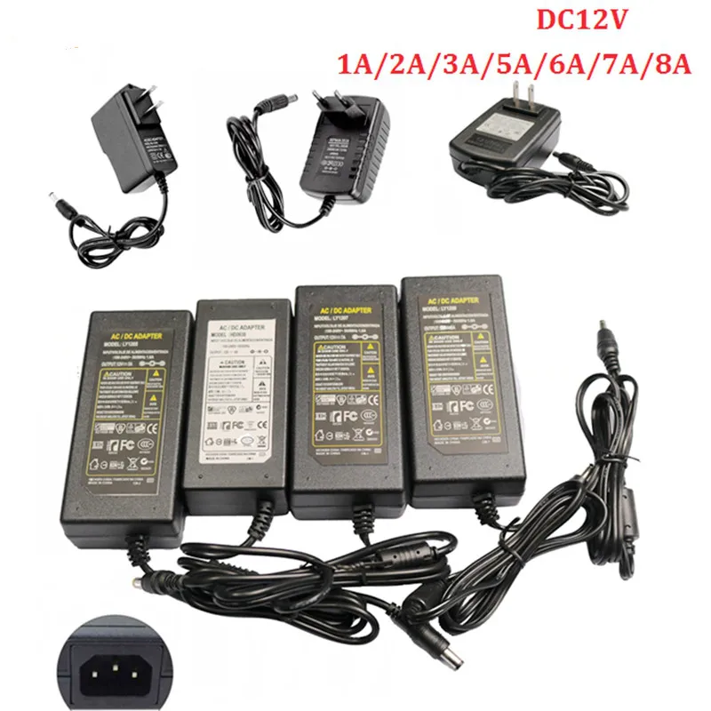 AC100 240V к DC 12V адаптер питания трансформатор 1A 2A 3A 5A 6A 8A 10A конвертер зарядного