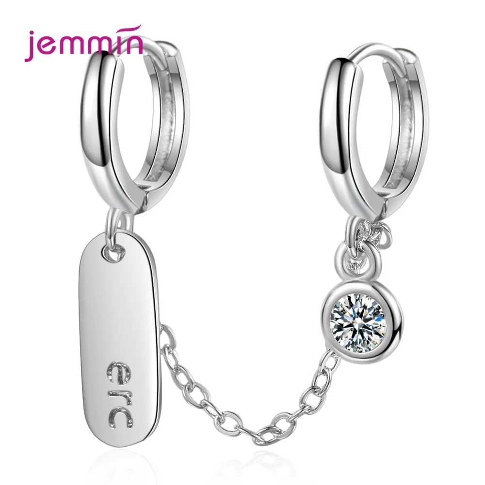 Серьги-кольца для ушей из серебра 925 пробы, модные, панковского стиля, 1 шт., для женщин, с двойным проколом уха, горячая распродажа, с кубическим цирконием.