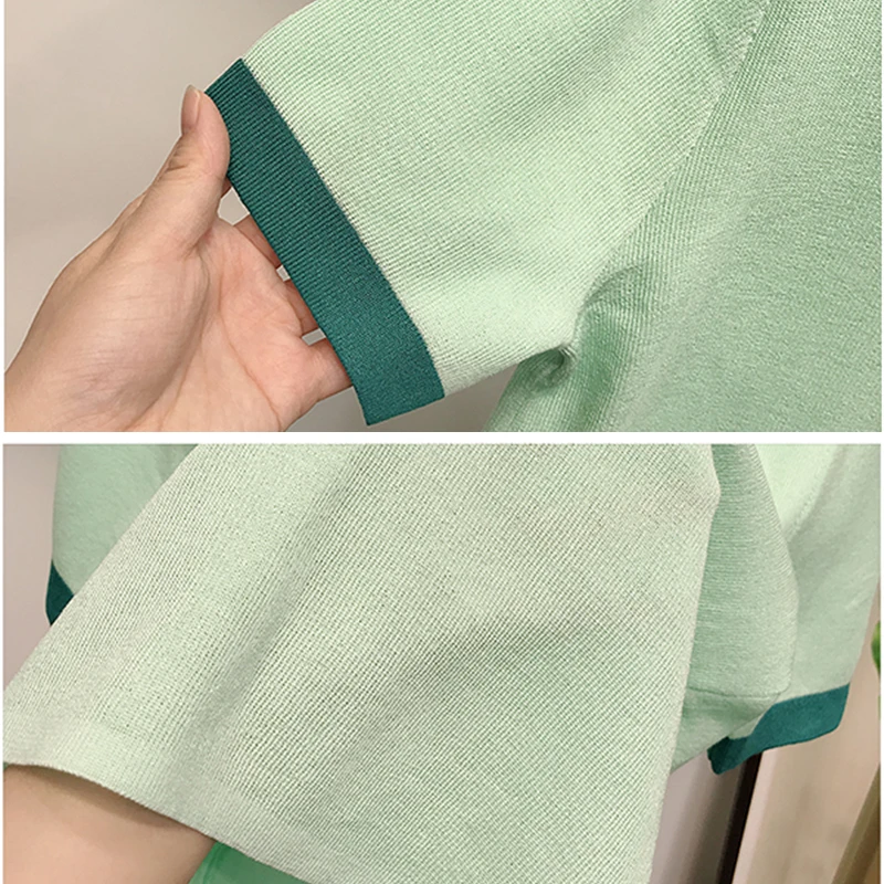 

New Women Knitted T Shirt Short Sleeve Women Summer Loose O-neck T-shirt Chic Solid Color Oversize Basic Female Top Street Style