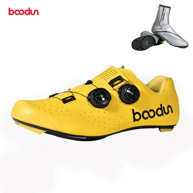 yellowwith shoecover Кроссовки, новинка, самоблокирующиеся, углеродное волокно, обувь для шоссейного велоспорта, мужская, для езды на велосипеде, спортивная обувь, для велосипеда, дышащие, сверхлегкие кроссовки - Цвет: yellowwith shoecover