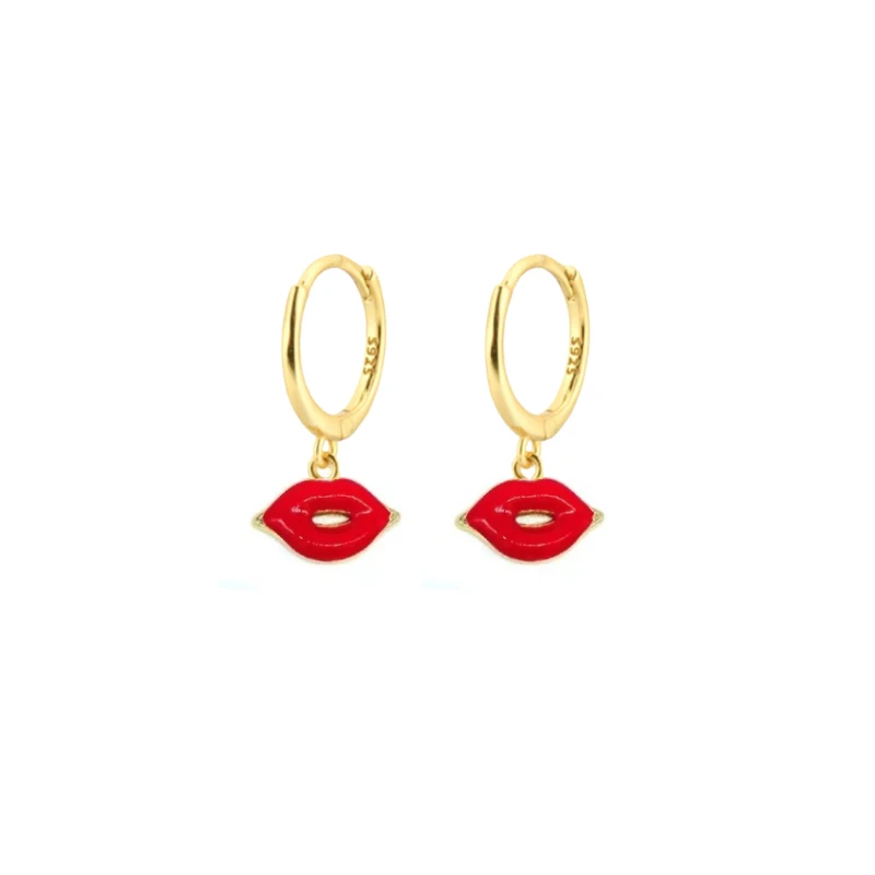 

Bright red Enamel Lip pendant Dangle drop earrings For Women fashion party Charming Earrings Jewellery Piercings Pendientes