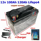 Lifepo4 12V 100Ah 120Ah 12,8 v LFP батарея 100A BMS 150Ah bluetooth приложение для 1200w солнечной системы мотор домашняя Лодка RV + 10A зарядное устройство