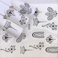 nail art sticker black lace flower heart dream catcher necklace image printing manicure water transfer nail adhesive fw037