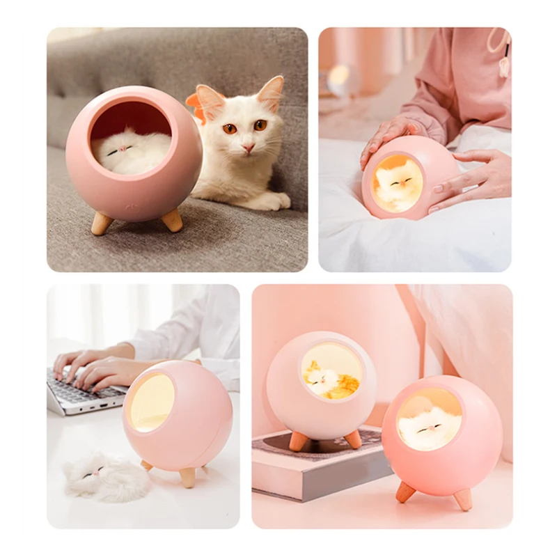 Cute Cat House Bluetooth Speaker Night Light Press Dimming LED Baby Kids Bedside Sleep Lamps Bedroom Home Decor | Лампы и освещение