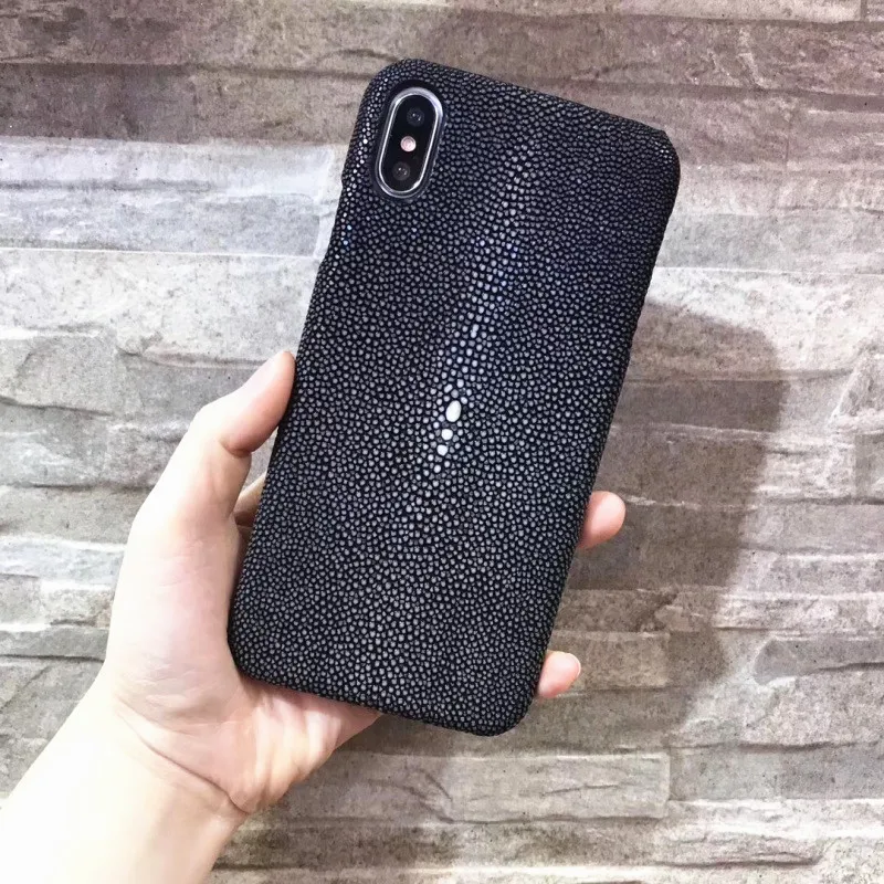 Роскошный кожаный чехол для iPhone X XS MAX XR с натуральным жемчугом и рыбьей кожей