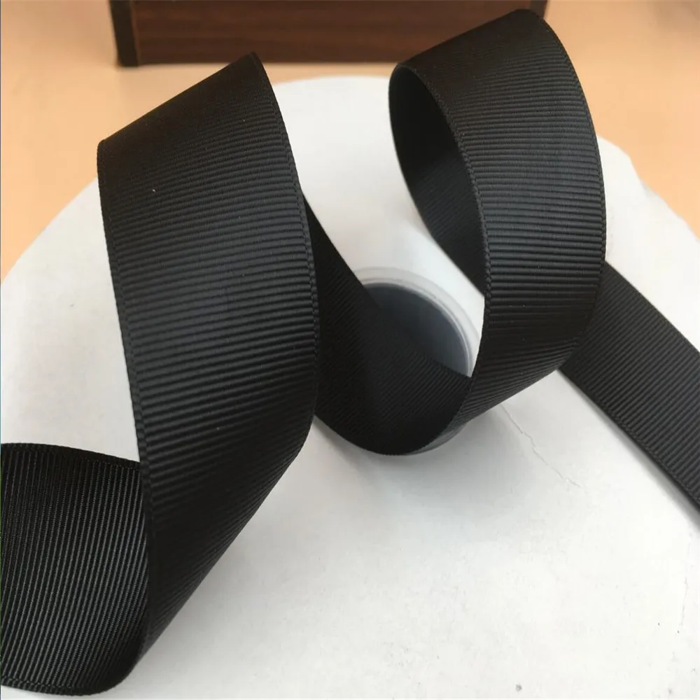 

5yards X 38mm Polyester Black Grosgrain Ribbon Webbing Decoration for Gift Wrapping Party Wedding Decora Handmade Rose Flowers