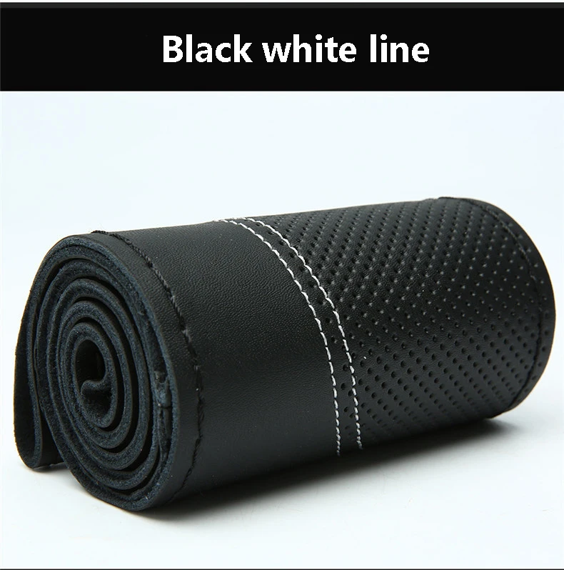 Чехол для руля из воловьей кожи с двойной нитью размер M 38 см | Автомобили и