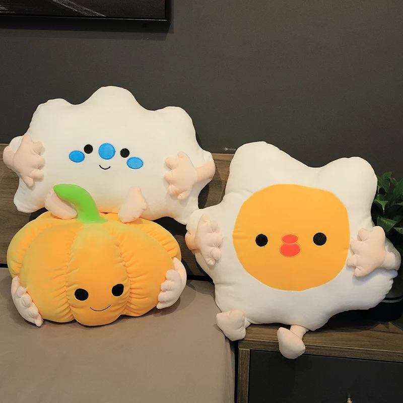 

1pc cute poached egg stuffed plush cushion pumpkin plush pillows for Xmas or kids gift nordic clound seat pad