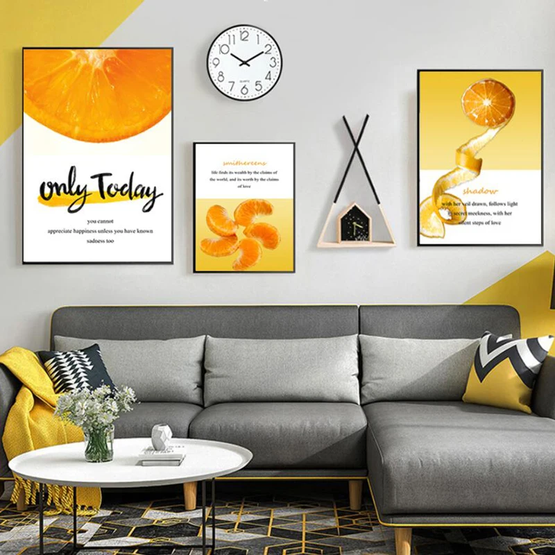 Плакаты и принты в виде апельсиновых фруктов искусственные продукты Настенная