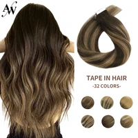 aw tape in hair extensions straight 100 human hair machine remy invisible skin weft adhesive tape on hair natural hair