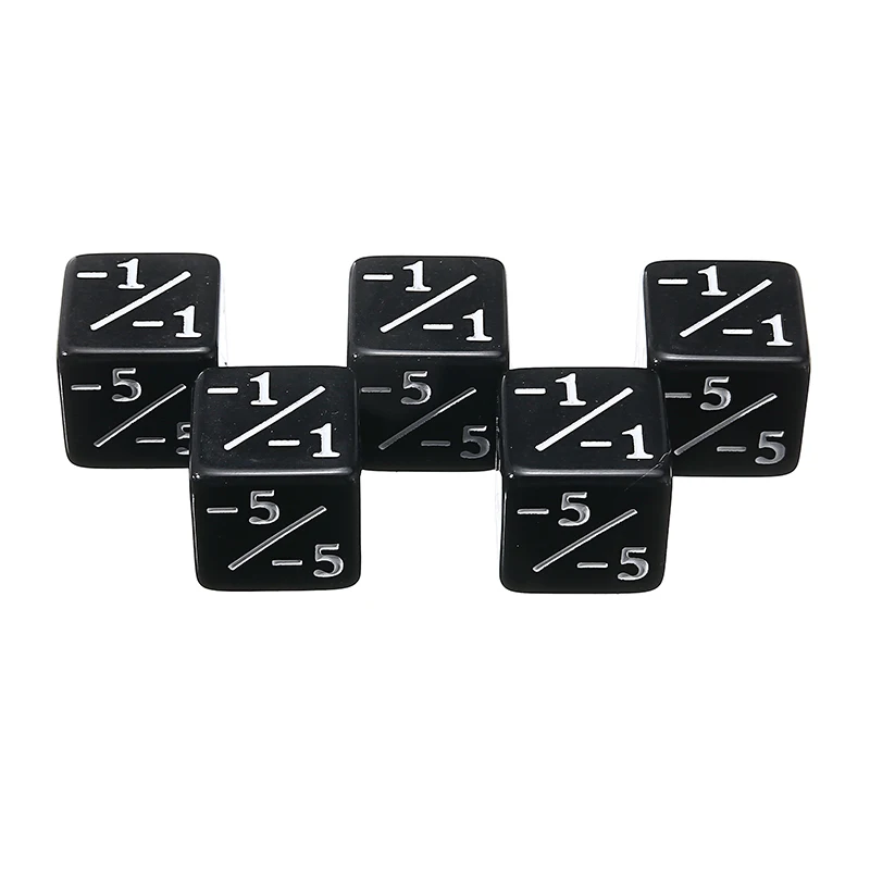 5 шт./компл. черные игральные кости 6 сторона отрицательный 1/ 1 6/6 счетчики кубики