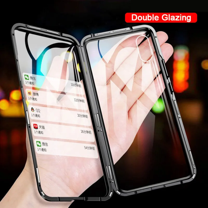 Магнитный адсорбционный чехол для OPPO Reno Z 2Z 2 двухсторонний из закаленного стекла