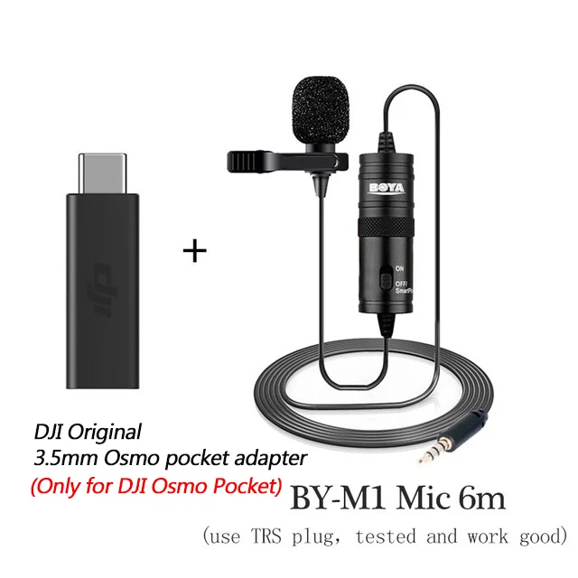 BOYA BY-M1 клип на петличный микрофон Conensor микрофон Vlog Настройка для телефонов DSLR Youtube DJI 3,5 мм адаптер Osmo карманные аксессуары - Цвет: add dji 3.5mm adapt