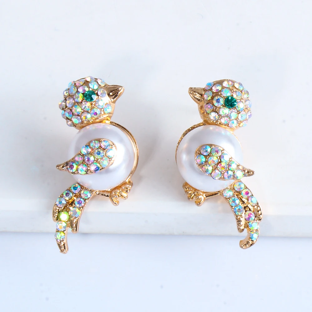 

Zircon Bird Cute Earrings Rainbow Statement Boho Stone Classic Wholesale New Jewelry Pearl Stone Earrings For Women 2021