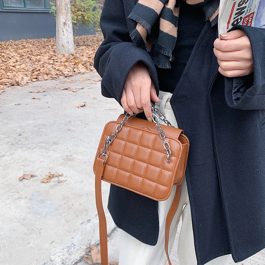 

Lattice Mini PU Leather Crossbody Bags for Women 2021 Winter Luxury Trend Shoulder Bag Cross Body Handbags Branded Hand Bag