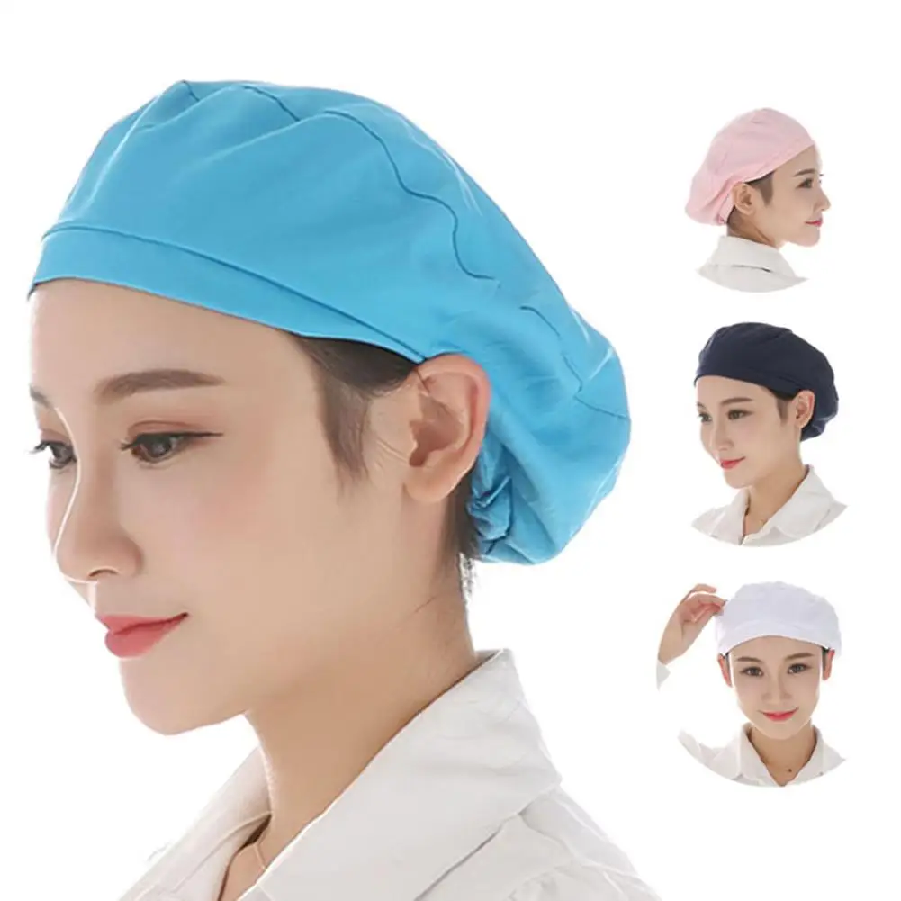 

Women Elastic Soft Breathable Dust-proof Cap Kitchen Restaurant Bakery Chef Hat