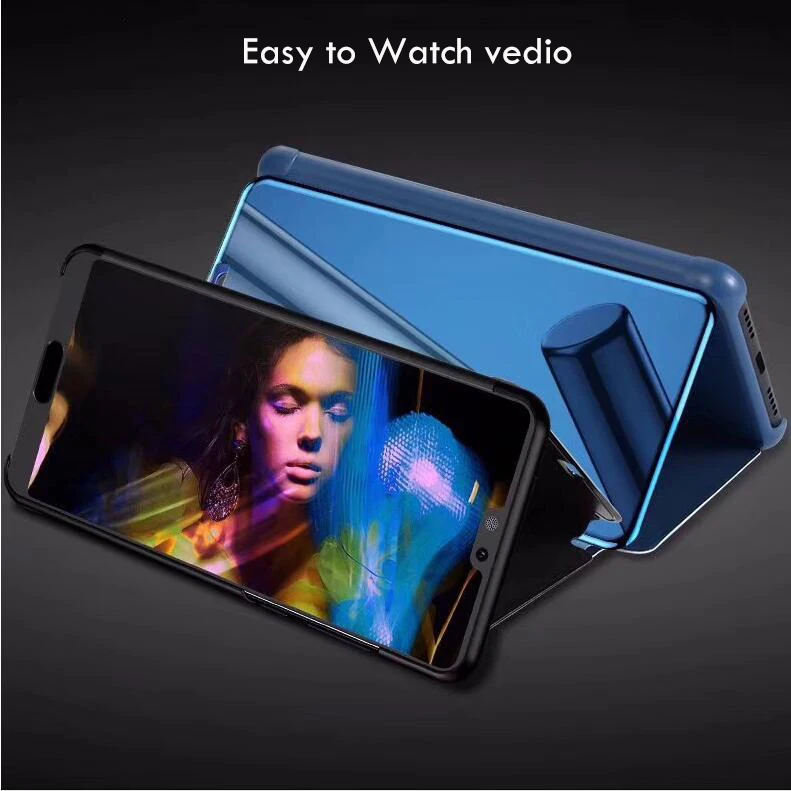 Flip Stand Phone case for iPhone XS Max XR Clear View Smart Mirror Case For X 8 7 6s Plus Cases 360 Full body cover | Мобильные