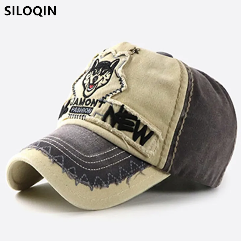 

SILOQIN Adjustable Size Novelty Sports Cap Washed Cotton Baseball Caps For Men Women Snapback Cap New Distressed Hip Hop Hats