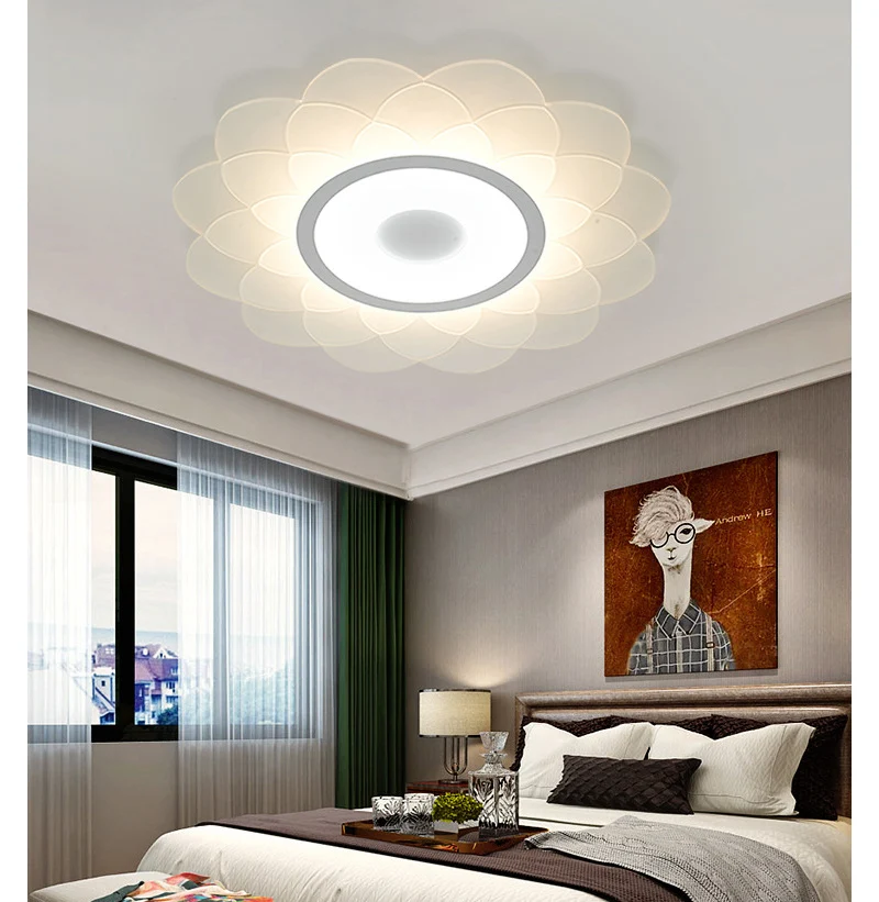 

LED Ceiling Lights Lotus Flower Round Indoor Ceiling Lamp Modern Simple Luxury Living Room Bedroom Dining Room Study Room D45