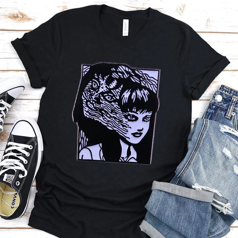

Junji Ito's Cat Cotton T Shirt Print Funny Mens O-neck T Shirts Fashion Men's Tops Boy T-shirt Cool Tee Tops Male Men Tee Shirts