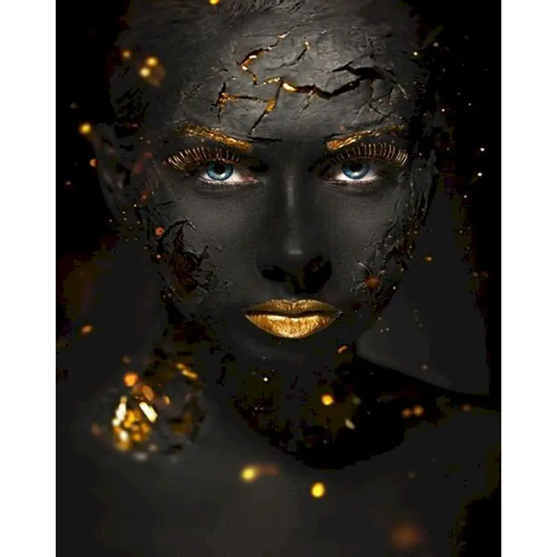 

Paint By Number Fashion Black Woman Drawing Canvas DIY Oil Pictures By Numbers Kits Hand Painted Digital Painting Home Decor