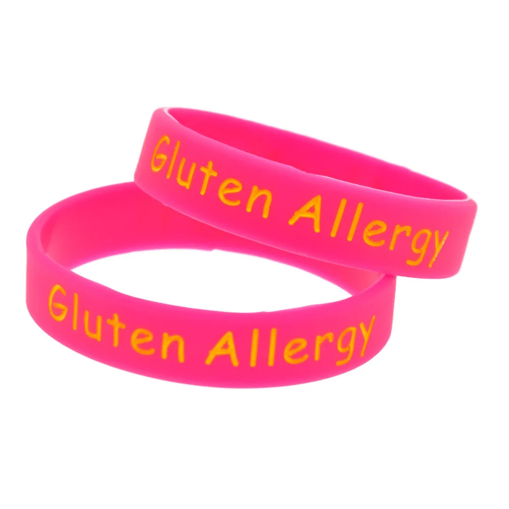 Fashion Gluten Allergy Warning Bracelet Child Size Color Filling Silicone Bracelet for man and women jewelry hot sale