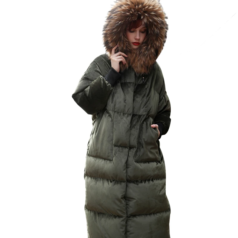 

New Brand Women's Down Jacket Winter 2020 Women Duck Down Jackets Oversize Real fur long thicken Loose Down Parka Outerwear over