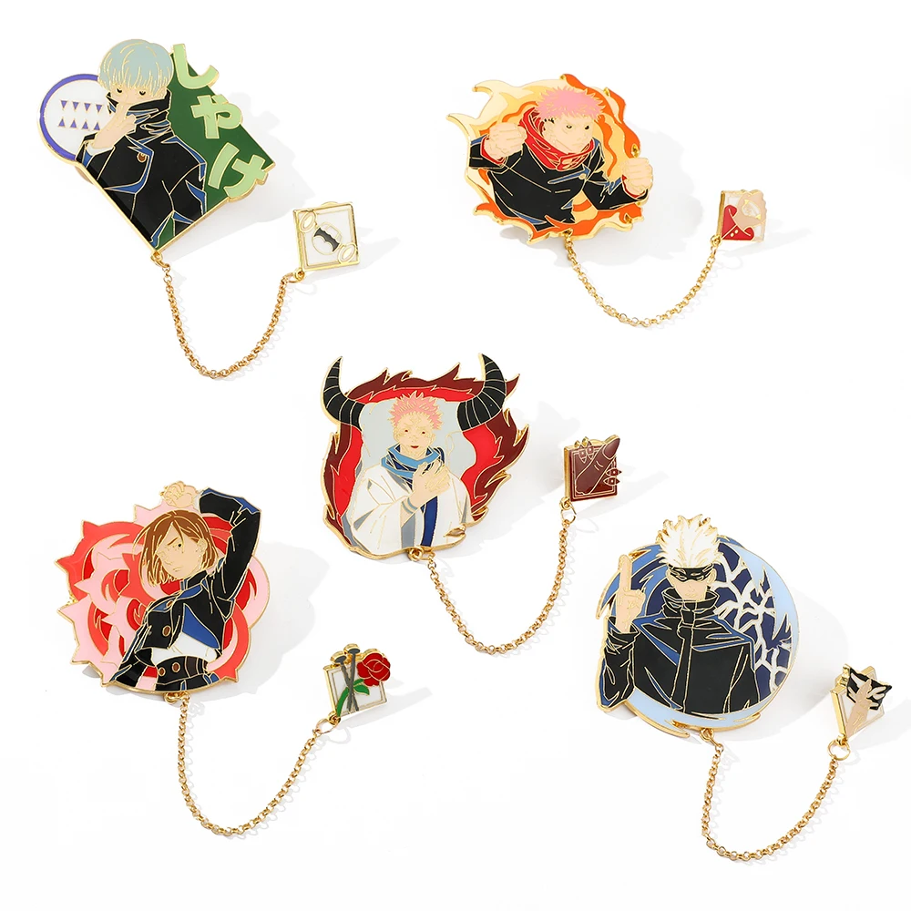 Эмалированные Броши juютсу Kaisen в форме булавки для одежды рюкзака воротника