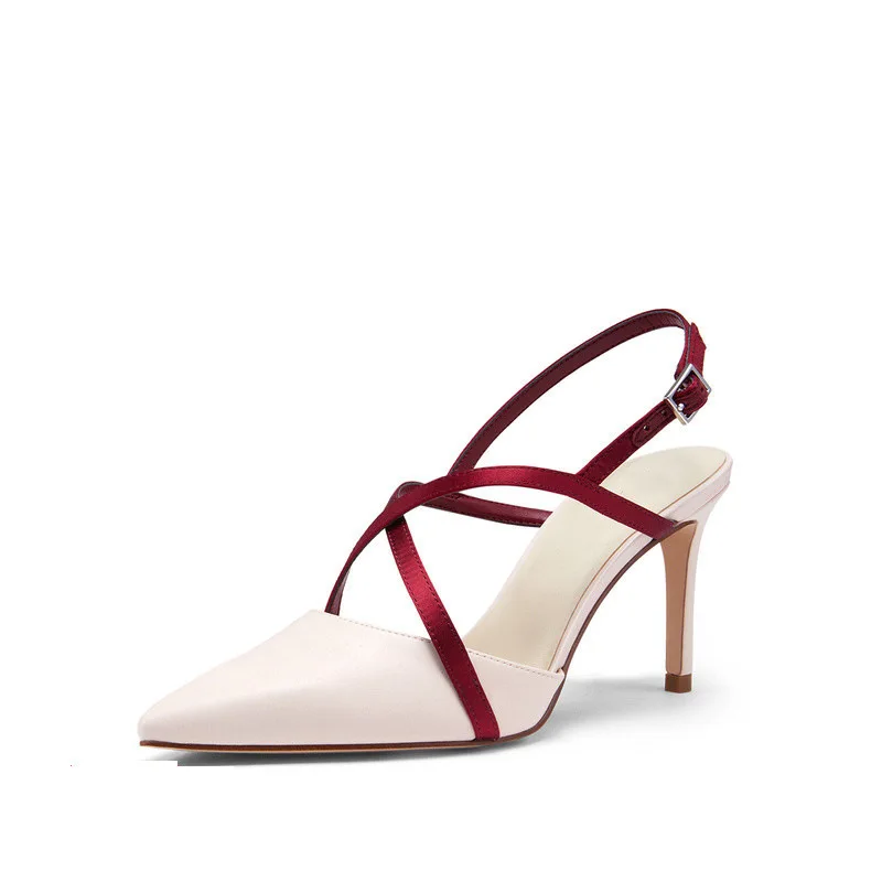 

Sandals Elastic Band Cross 2021 Women's High Heels Spring Shoes Cross-Shoes Slip-on New Sexy Pointed High-heeled Stiletto Comfor