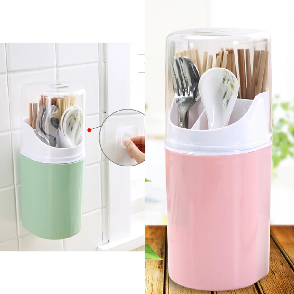 

Wall-mounted Drain Chopsticks Storage Rack Holder Creative for Home Kitchen (Green)