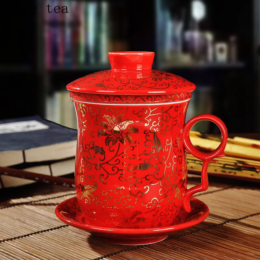 Chinese style simple home living room Kung Fu tea set overglaze ceramic cup opening gift exquisite office supplies | Дом и сад
