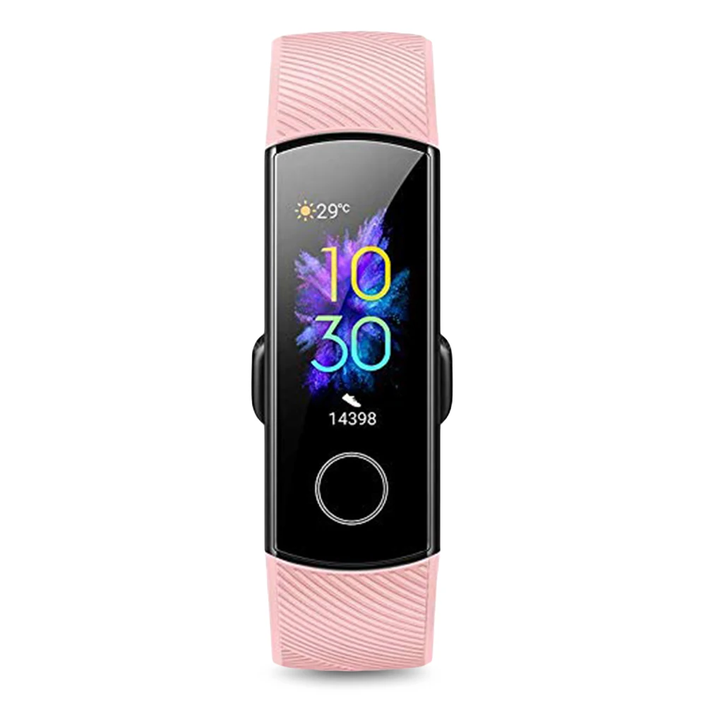 Умный Браслет HUAWEI Honor Band 5, монитор сердечного ритма, часы, Bluetooth, шагомер, браслет 5 АТМ, водонепроницаемый, кислород крови - Цвет: Pink