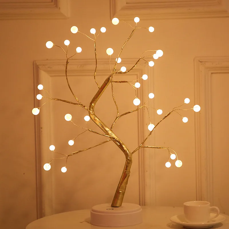 

Christmas explosion led copper wire lamp ornaments tree silver flower pearl sky starry night light fairy wedding rattan decor