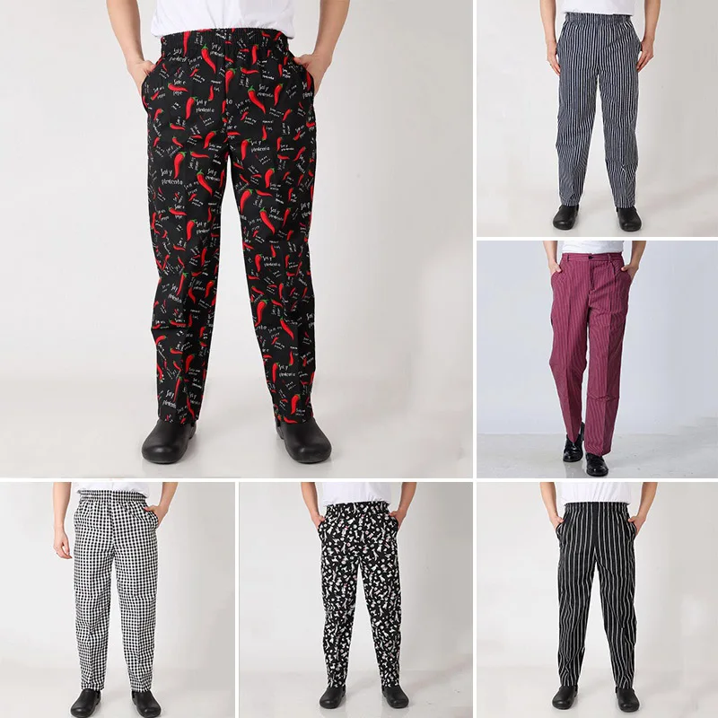 Штаны шеф повара Униформа штаны для с эластичным поясом рабочая одежда