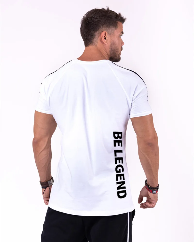 

2021 NEW Gyms cotton T-shirt Men Running Sport T-shirt Skinny Tee Shirt Male Fitness Bodybuilding Workout Black Tops Clothing