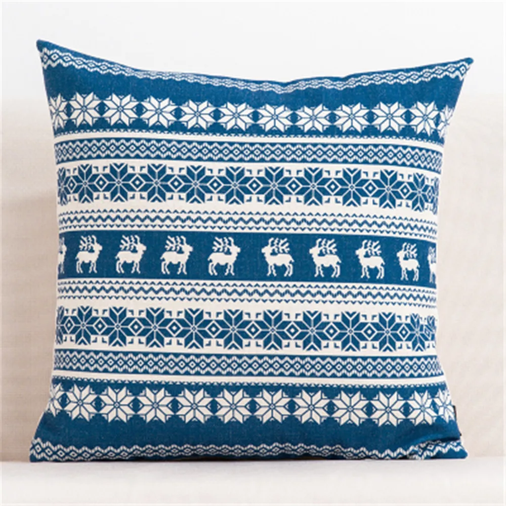 Рождественское украшение квадратная декоративная подушка чехол синяя