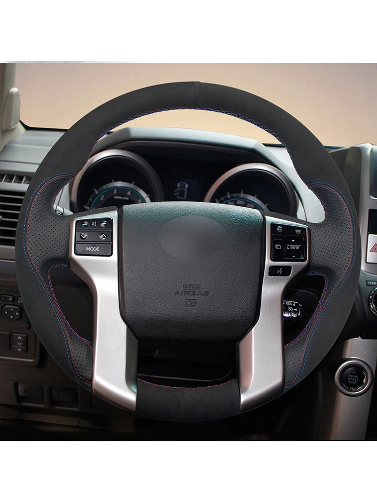 

Hand-stitched Black Suede Black Leather Car Steering Wheel Cover for Toyota Land Cruiser Prado 2010-2017 Tundra 2014-2019 Tacoma