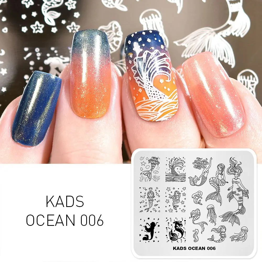 Ocean 006 KADS Стемпинг Пластины для стемпинга Новое поступление Горячая распродажа Геометрические и цветы и ювелирных 40 выборов Штамп для стемпинга Трафареты для ногтей для маникюра Штамповка Стэмпинг Печать для ногтей - Цвет: Ocean 006