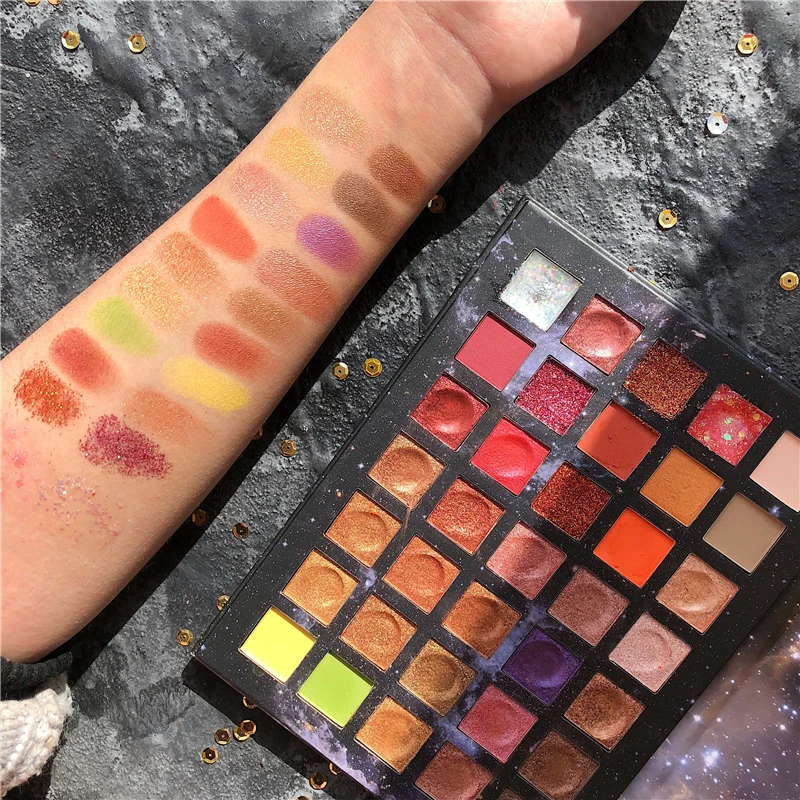 35 Color Diamond Holographic Eyeshadow Palette Shimmer Matte Creamy Metallic EyeShadow Pallete Glitter Pigmented Makeup Palette