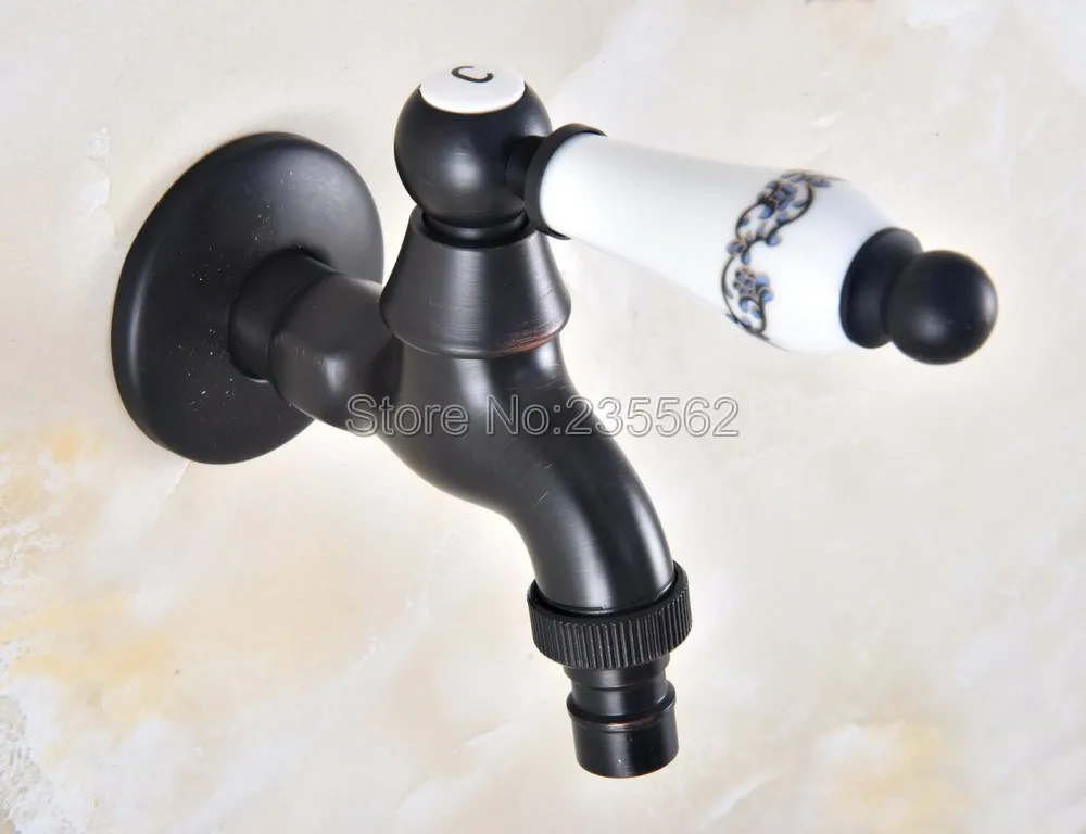 

Black Oil Rubbed Brass Single Ceramic Handle Laundry Sink Cold Water Tap and Washing Machine Faucet /Garden Water Taps Lav344