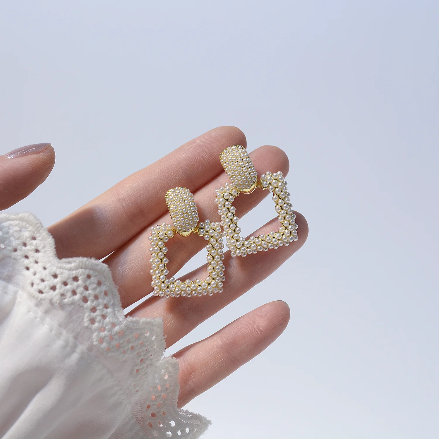 

Luxury S925 Silver Needle Design Square Pearl Earrings Temperament Retro Romantic Date To Send Girlfriend Gift Bridal Jewelry