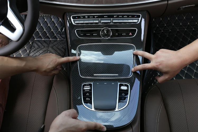 2 шт., настоящее углеродное волокно для Mercedes benz E Class W213, автомобильная центральная консоль, накладка, автомобильные аксессуары