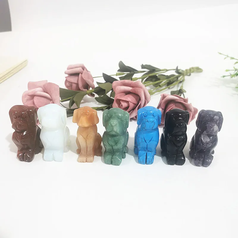 Free shipping 2 inches dog Shape Natural Crystal Healing Reiki Stone Pendant Mascot Figurine For Home Desk Decoration Gift ZP | Дом и сад