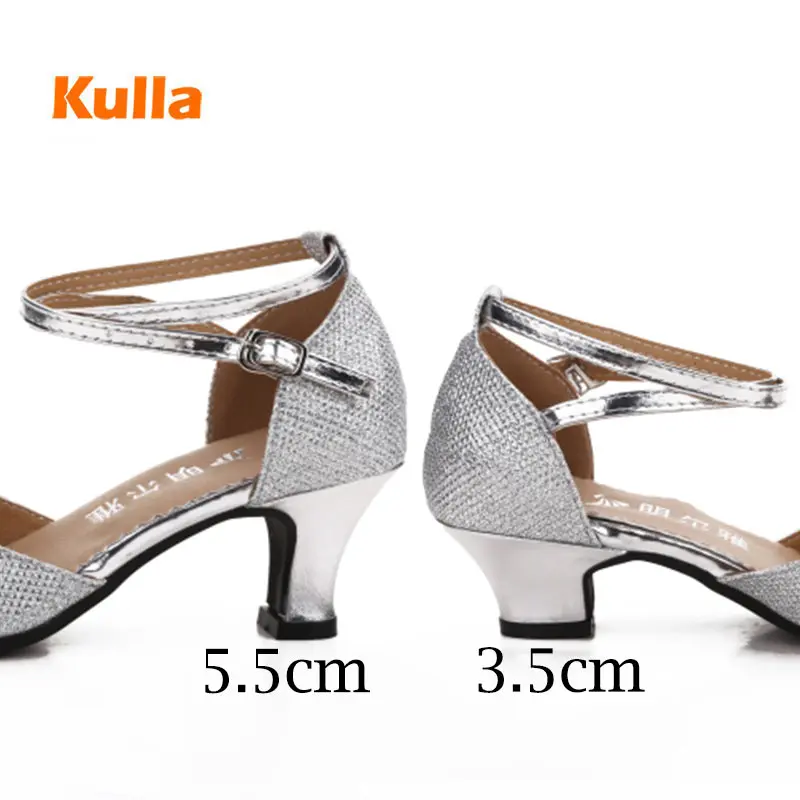 Latin Dance Shoes For Women Tango Salsa Ballroom Sequins Soft Sole Ladies High Heels Female Jazz Dancing Wedding Shoe Size 33-42