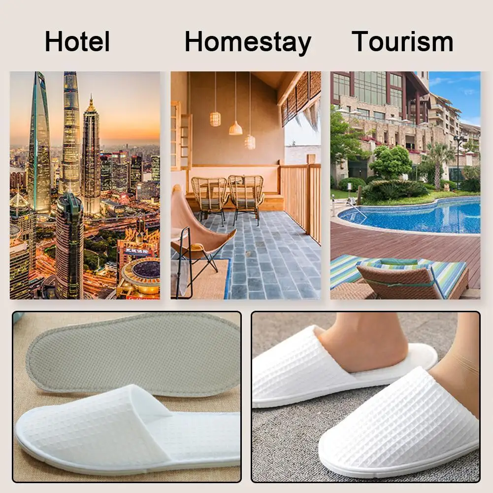 

Hotel New Cotton Fabric Slipper Travel Spa High Quality Simple Unisex Slippers Portable Slippers Disposable Guest Indoor