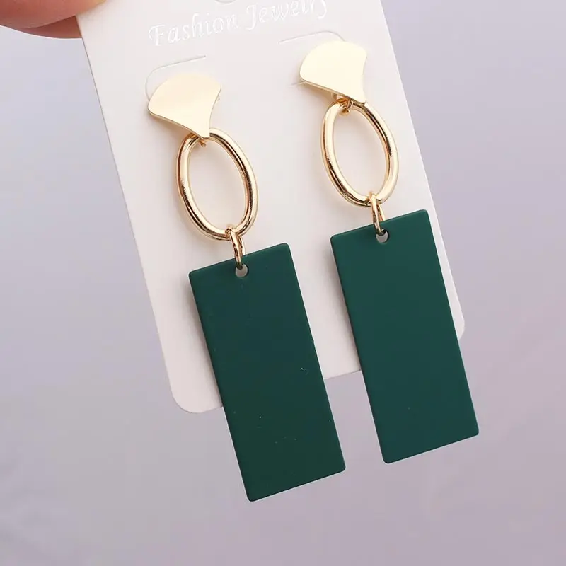 749 Green Ретро женские модные свадебные Эффектные серьги для свадебной вечеринки элегантные золотые металлические геометрические длинные серьги-висюльки подарок - Окраска металла: 749 Green