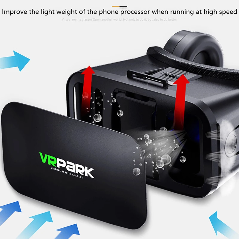VRPARK J20 3D VR очки Виртуальной Реальности для смартфонов 4.7-6.7 Smart Phone iPhone Android Games Stereo с наушниками и контроллерами.