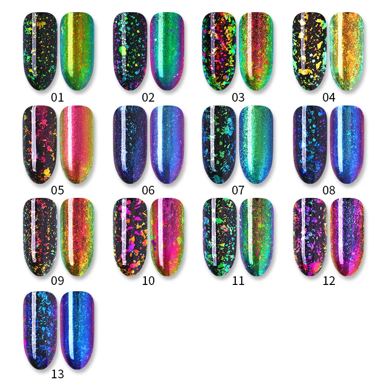 Хамелеон блёстки для ногтей нерегулярные Блестки украшения УФ гель лак порошок